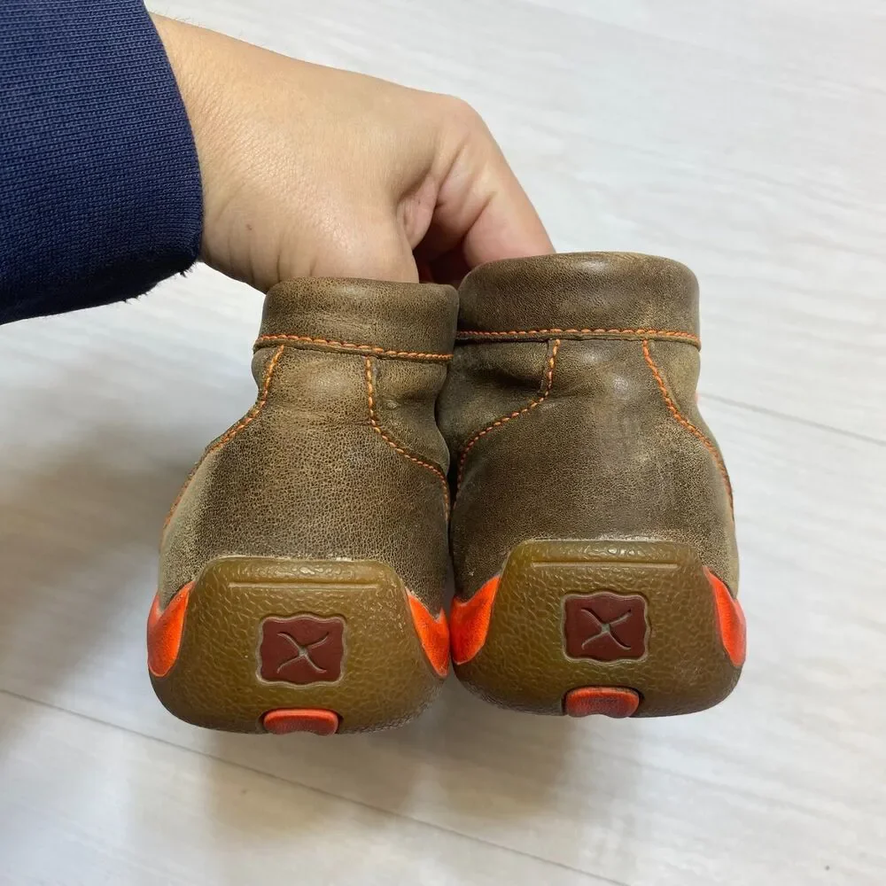 Twisted X Chukka Driving Mocs Kids 1M Orange Leather Moisture Wicking SD Footbed